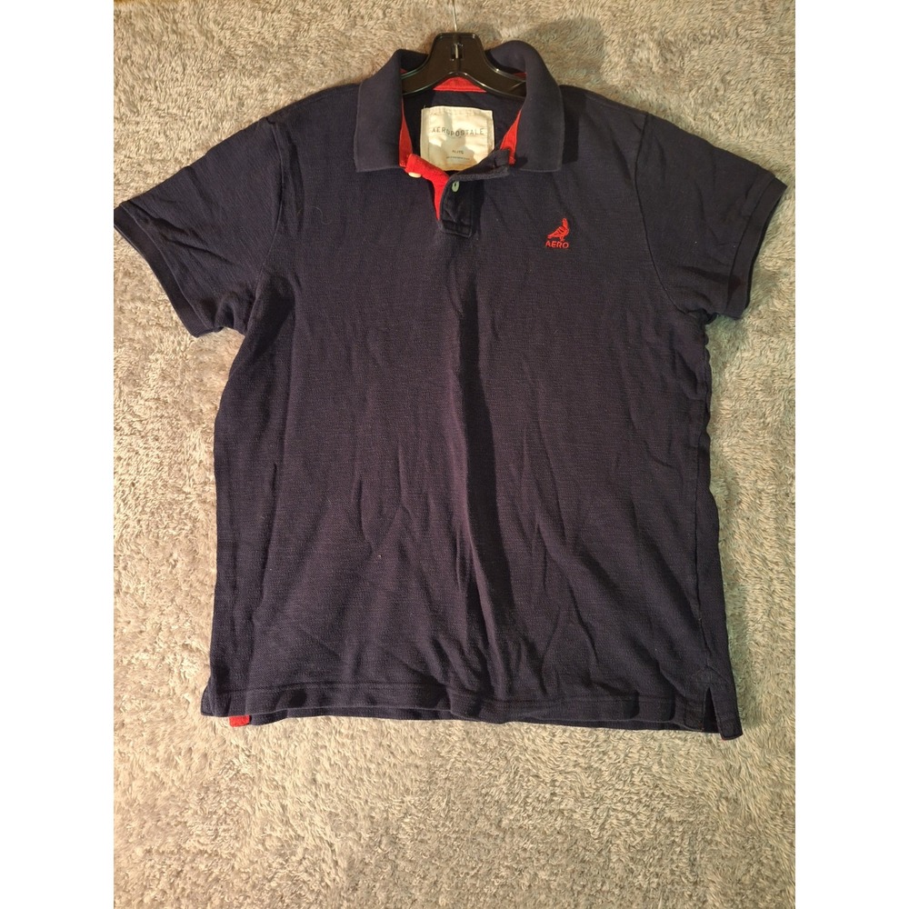 Aeropostale Collared Polo Shirt Mens XL Black Red Logo Sport Comfy Athletic Golf